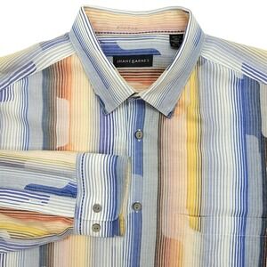 Jhane Barnes Button Shirt Men XL Multicolor Abstract Cotton 70's‎ Inspired Retro
